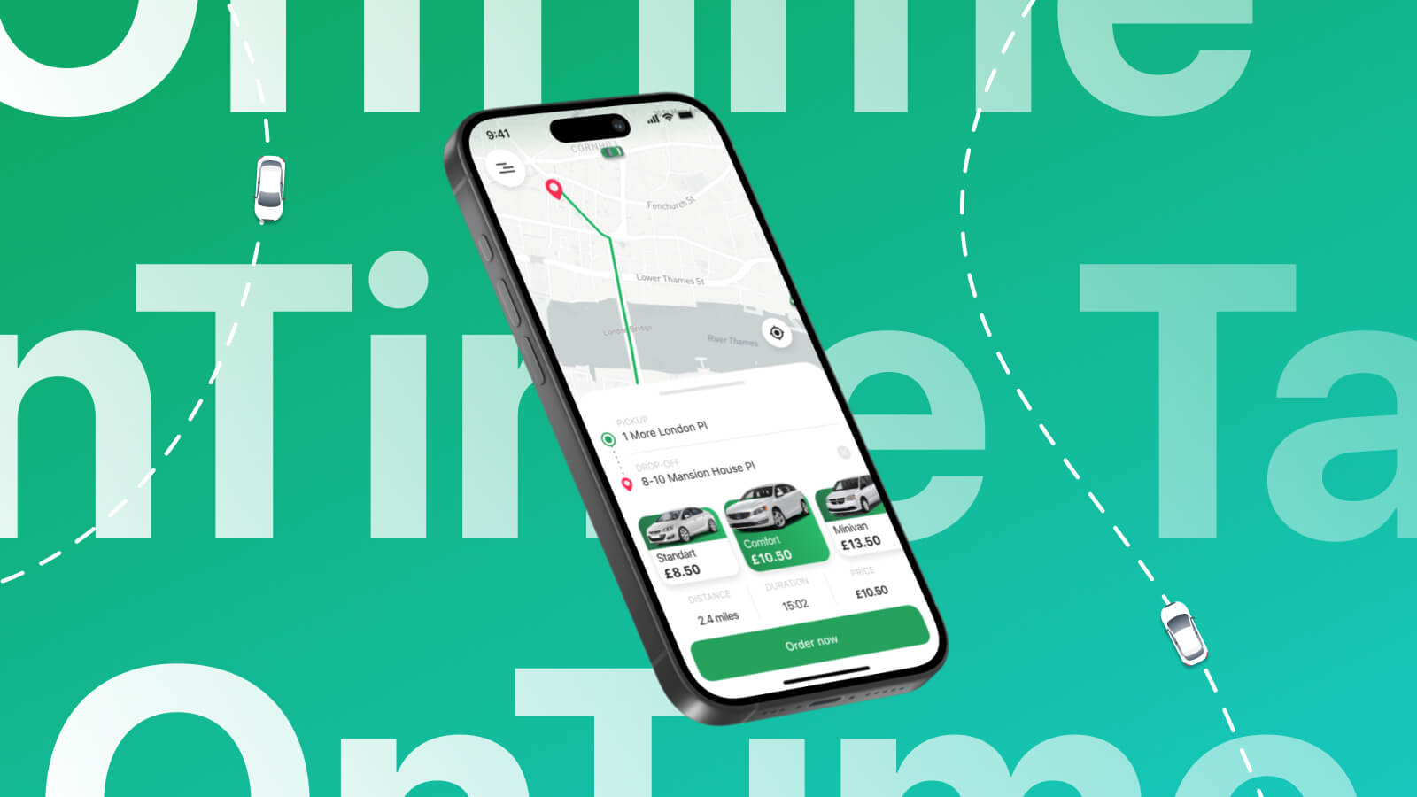Taxi Service mobile app user interface